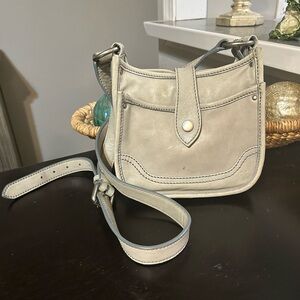 FRYE Madison North South Leather Mini Crossbody Bag Light Gray